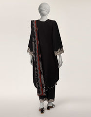 BLACK LAWN EMBROIDERED 3PC STITCHED
