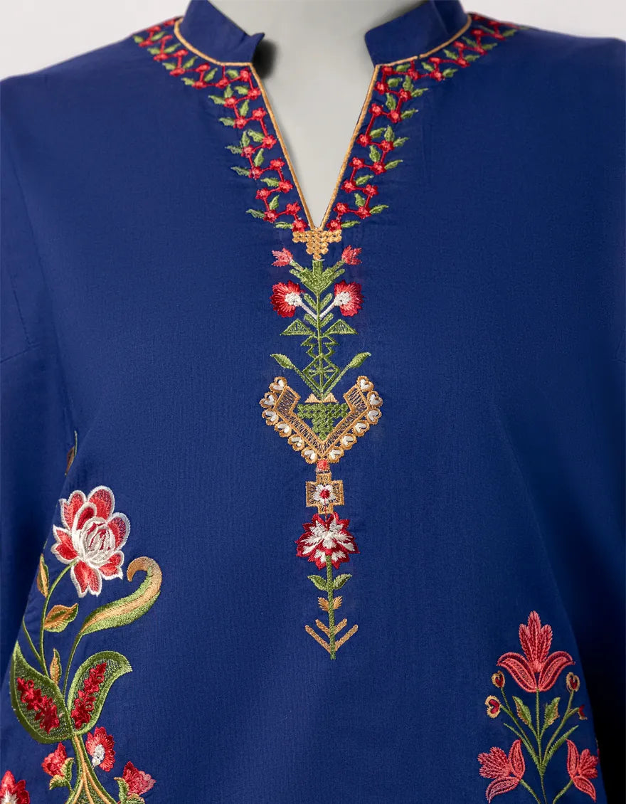 BLUE LAWN EMBROIDERED STITCHED 3PC