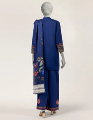 BLUE LAWN EMBROIDERED STITCHED 3PC