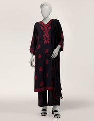 BLACK LAWN EMBROIDERED STITCHED 3PC