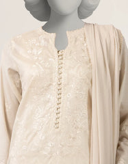 OFF WHITE LAWN SCHIFFLI STITCHED 3PC