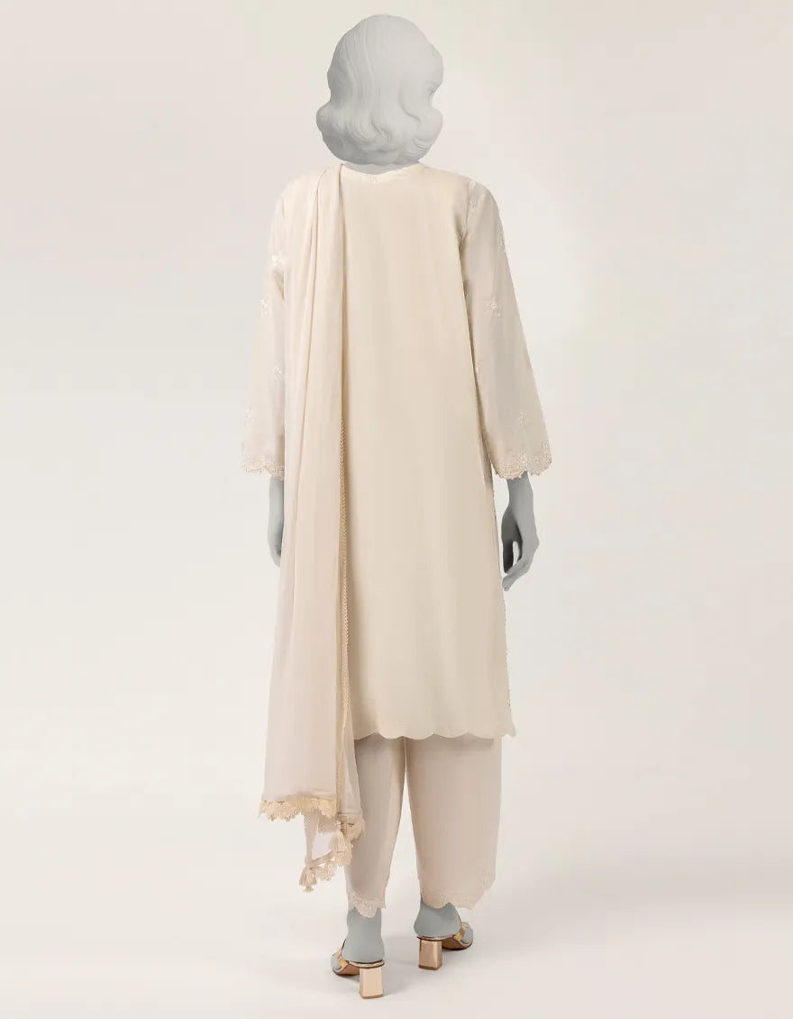 OFF WHITE LAWN SCHIFFLI STITCHED 3PC