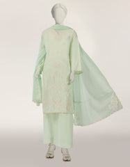 GREEN EMBROIDERED STITCHED 3PC