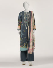 GREY LAWN EMBROIDERED STITCHED 3PC