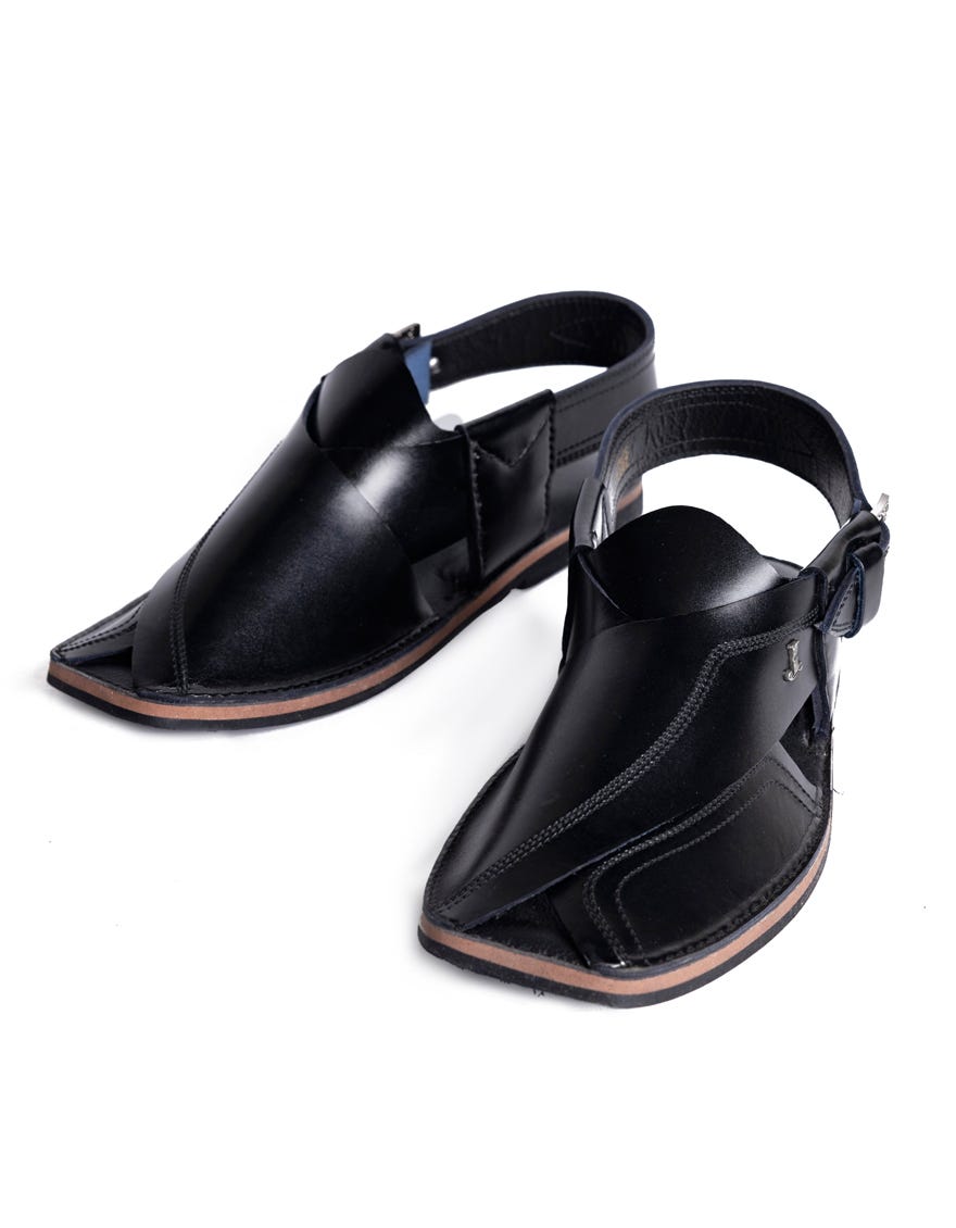 BLACK HIGH CHROME PESHAWARI SANDALS