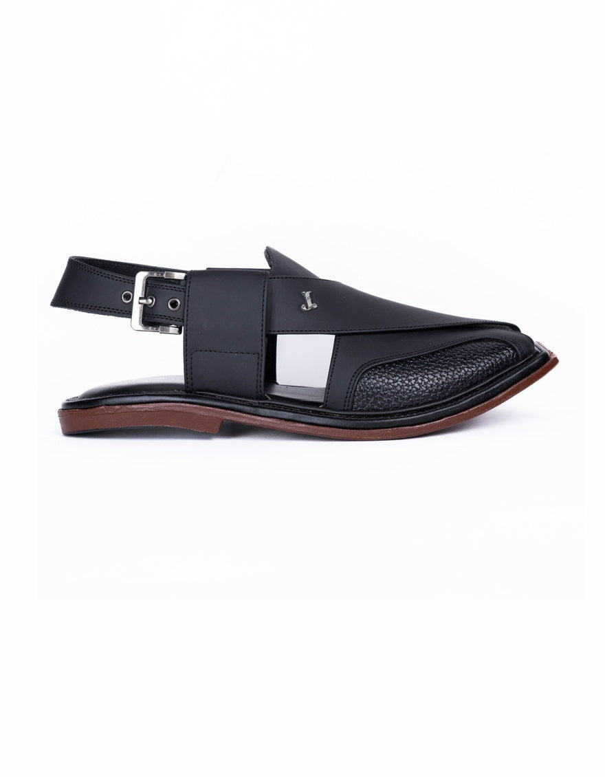 MATT BLACK PLAIN PESHAWARI SANDALS