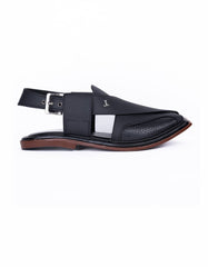 MATT BLACK PLAIN PESHAWARI SANDALS