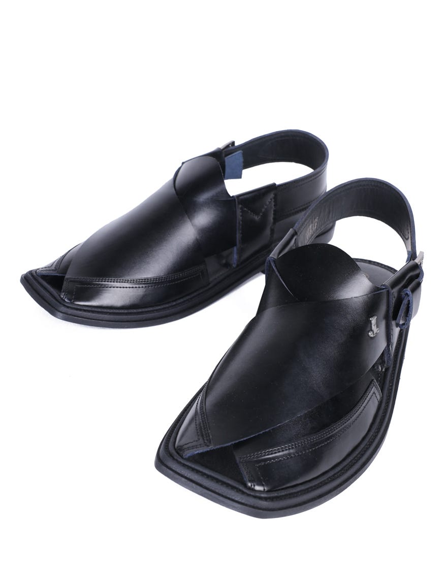 BLACK PLAIN PESHAWARI SANDALS