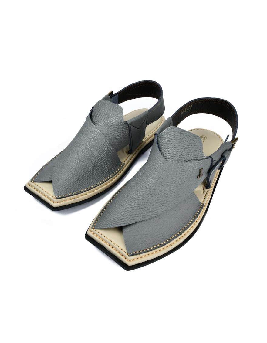 GREY TEXTURED PESHAWARI SANDALS