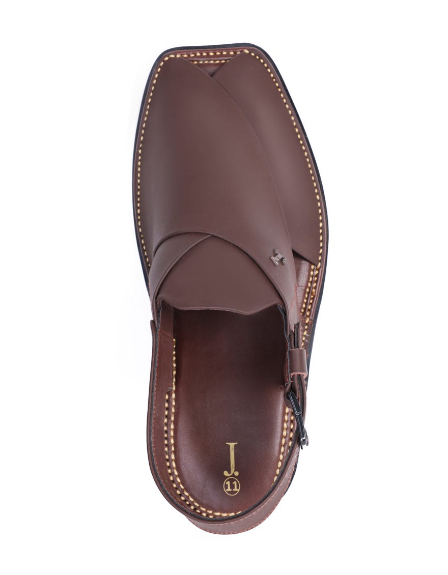 BROWN PLAIN TRENDY PESHAWARI SANDALS
