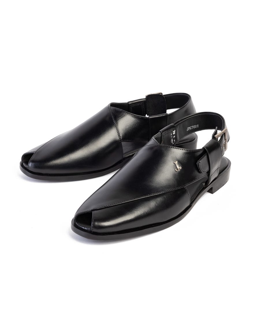 BLACK PLAIN PESHAWARI SANDALS