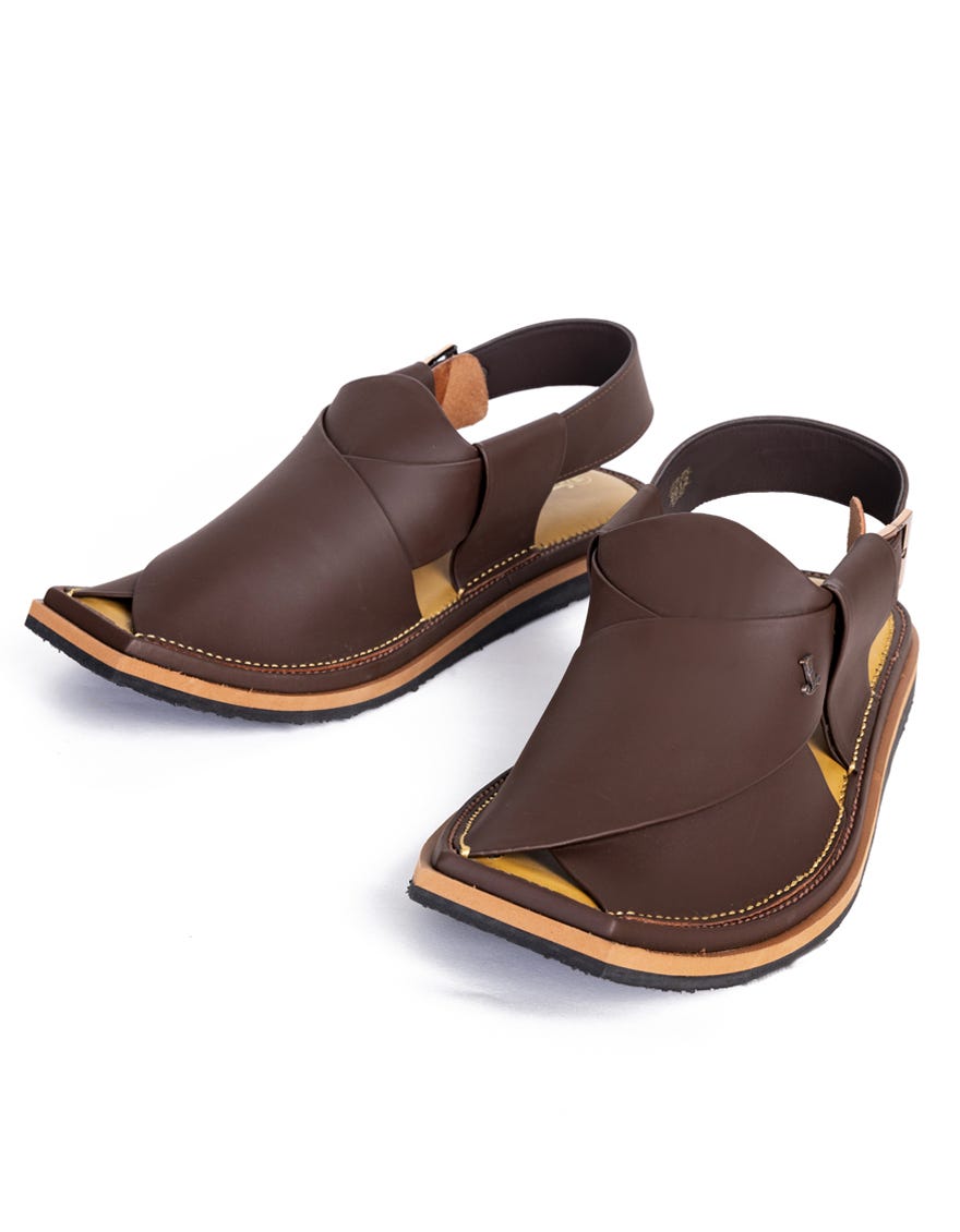CHOCOLATE BROWN PLAIN PESHAWARI SANDALS