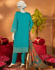 BLUE COTTON SILK EMBROIDERED 3PC STITCHED