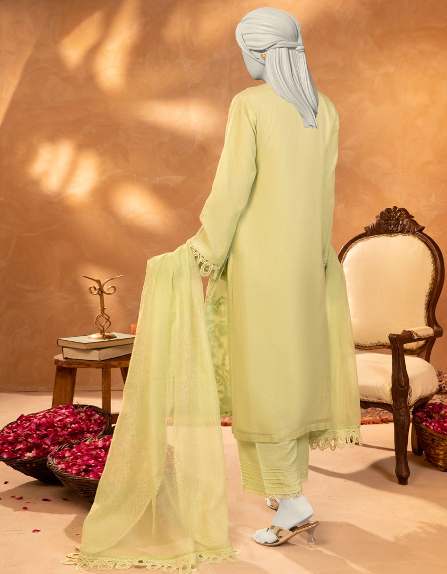 GREEN KHADDI EMBROIDERED 3PC STITCHED