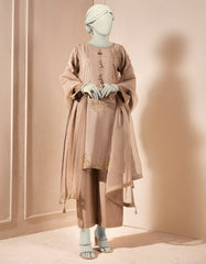BEIGE PAPER COTTON EMBROIDERED 3PC STITCHED