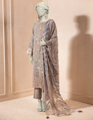GREY CHIFFON EMBROIDERED 3PC STITCHED