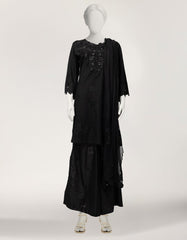 BLACK EMBROIDERED STITCHED 3PC