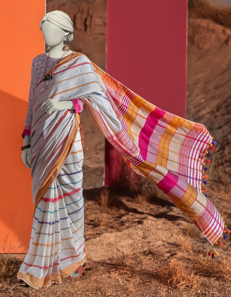 MULTICOLOR HANDWOVEN DYED SAREE | JSR-S-25-501