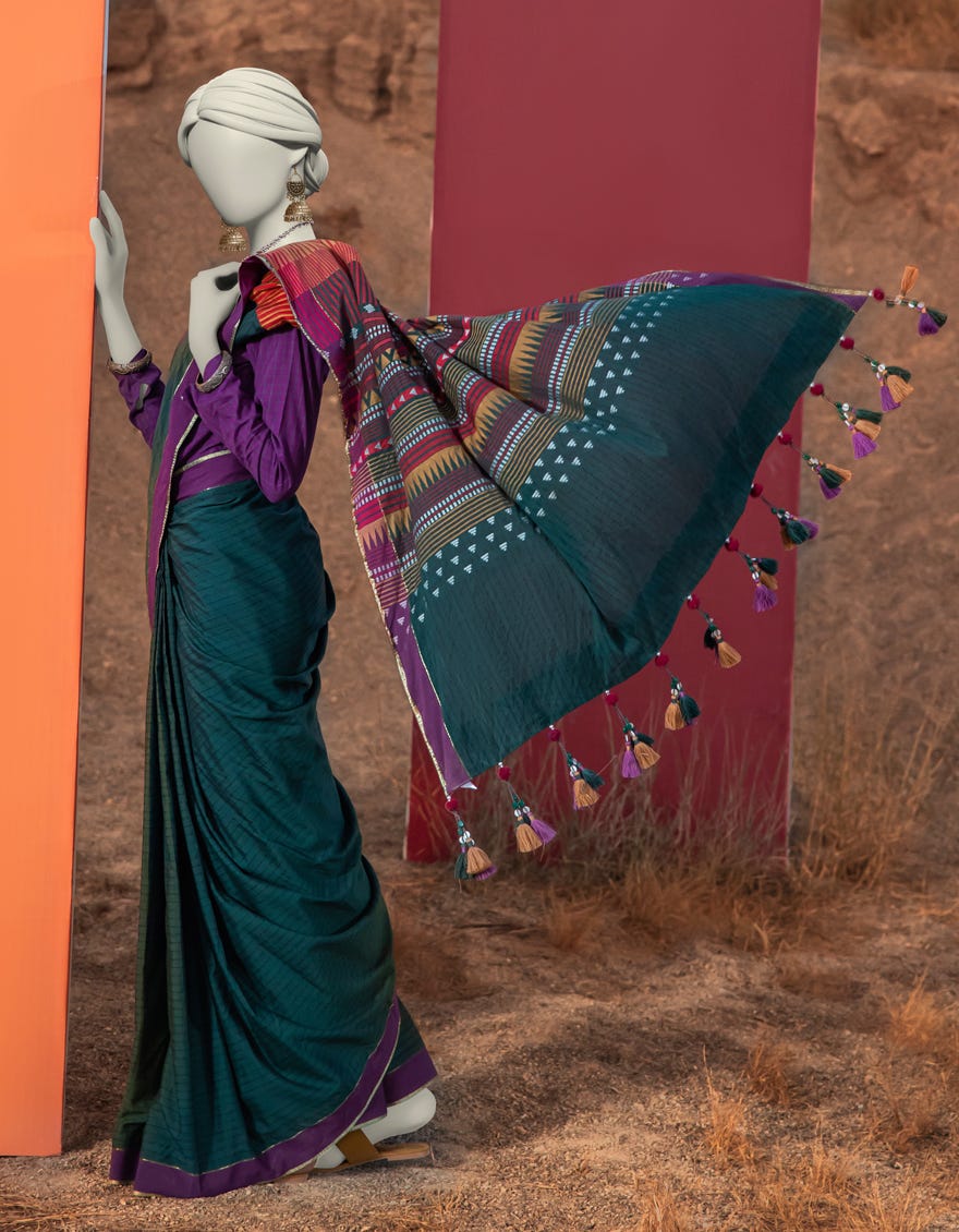 MULTICOLOR HANDWOVEN DYED SAREE | JSR-S-25-502