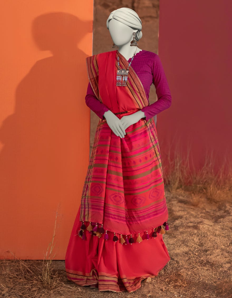 MULTICOLOR HANDWOVEN DYED SAREE | JSR-S-25-504