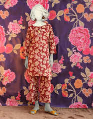 BROWN LAWN PRINTED KURTI | JJLK-S-JSS-25-305