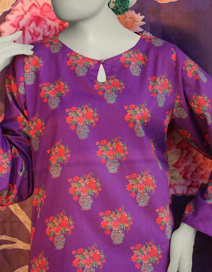 PURPLE LAWN PRINTED KURTI