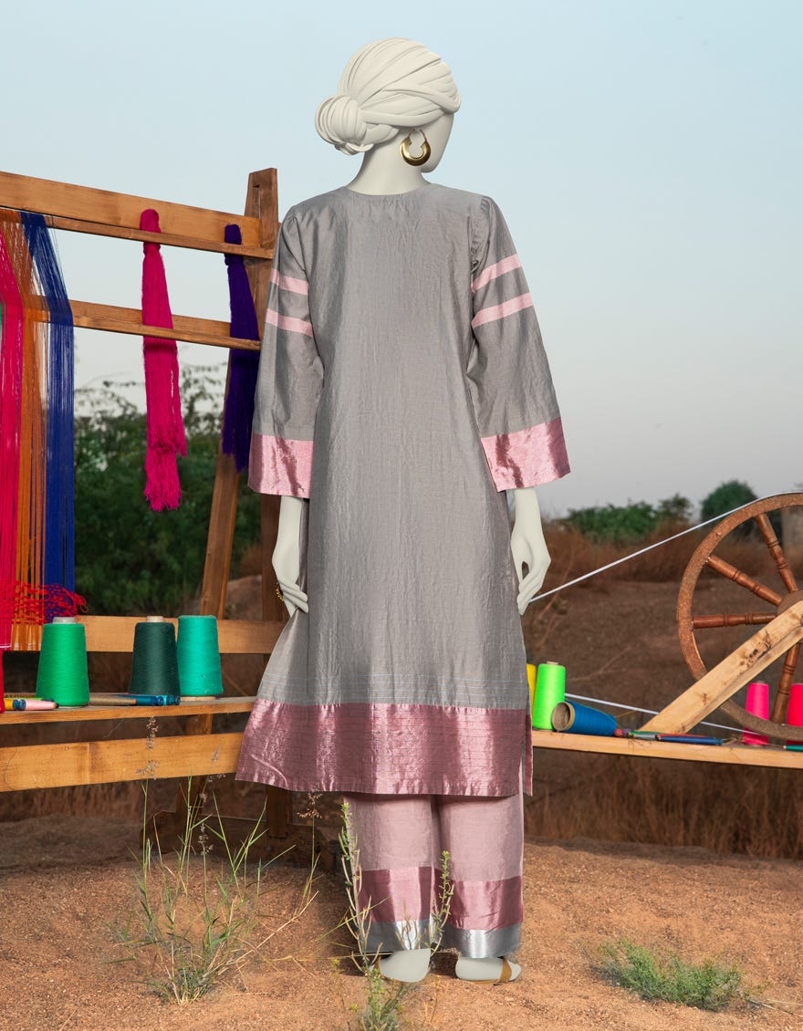 GREY KHADDI DYED KURTI | JJLK-S-JSS-25-315