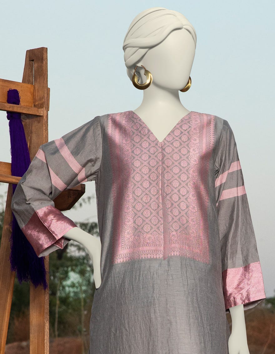 GREY KHADDI DYED KURTI | JJLK-S-JSS-25-315
