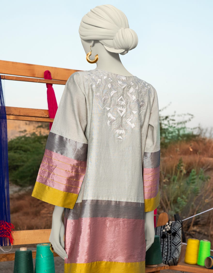 GREY JACQUARD EMBROIDERED KURTI | JJLK-S-JSS-25-324