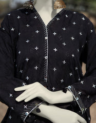 BLACK DOBBY EMBROIDERED KURTI | JJLK-S-JSS-25-339