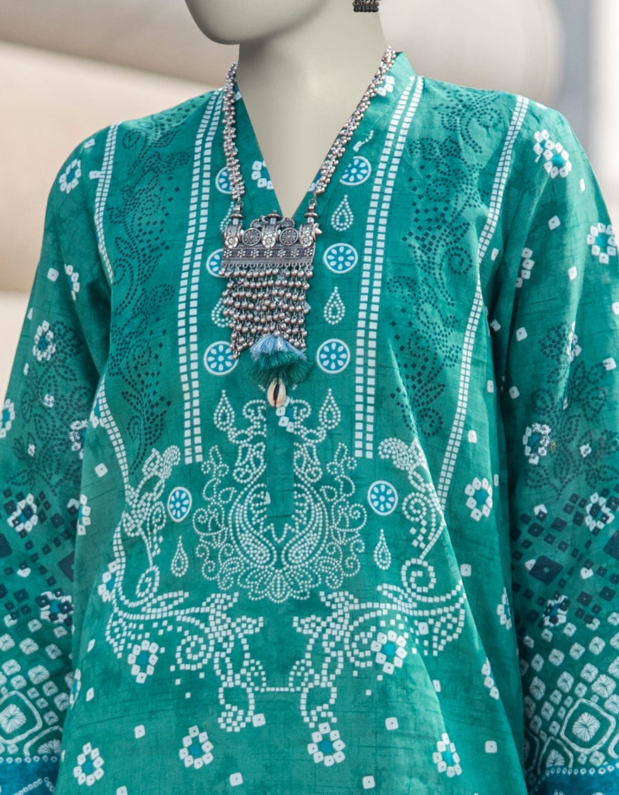 GREEN LAWN PRINTED KURTI | JJLK-S-JSS-25-355