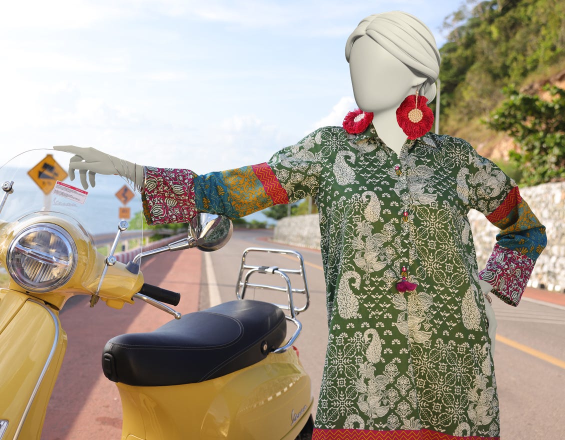 GREEN LAWN PRINTED KURTI | JJLK-S-JSS-25-359