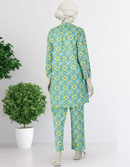 BLUE LAWN PRINTED KURTI