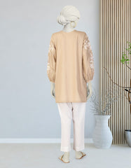BEIGE LAWN EMBROIDERED KURTI