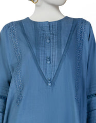 BLUE LAWN EMBROIDERED KURTI