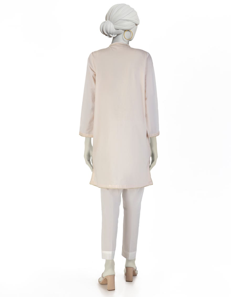 BEIGE LAWN EMBROIDERED KURTI