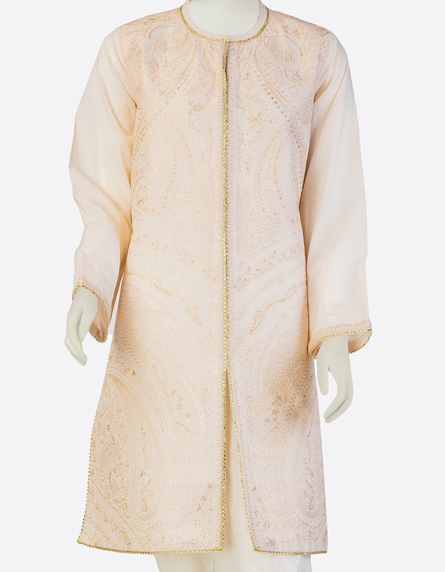 BEIGE LAWN EMBROIDERED KURTI