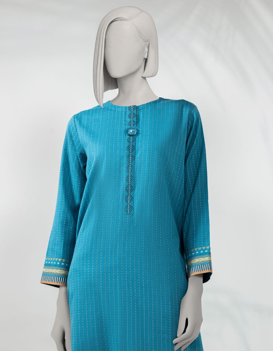 BLUE JACQUARD KURTI
