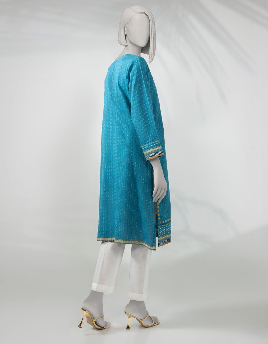 BLUE JACQUARD KURTI