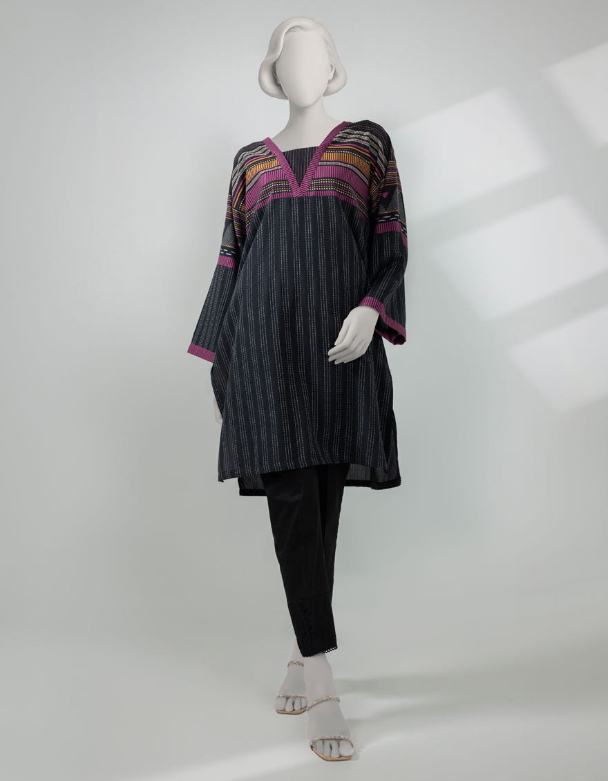 BLACK JACQUARD KURTI