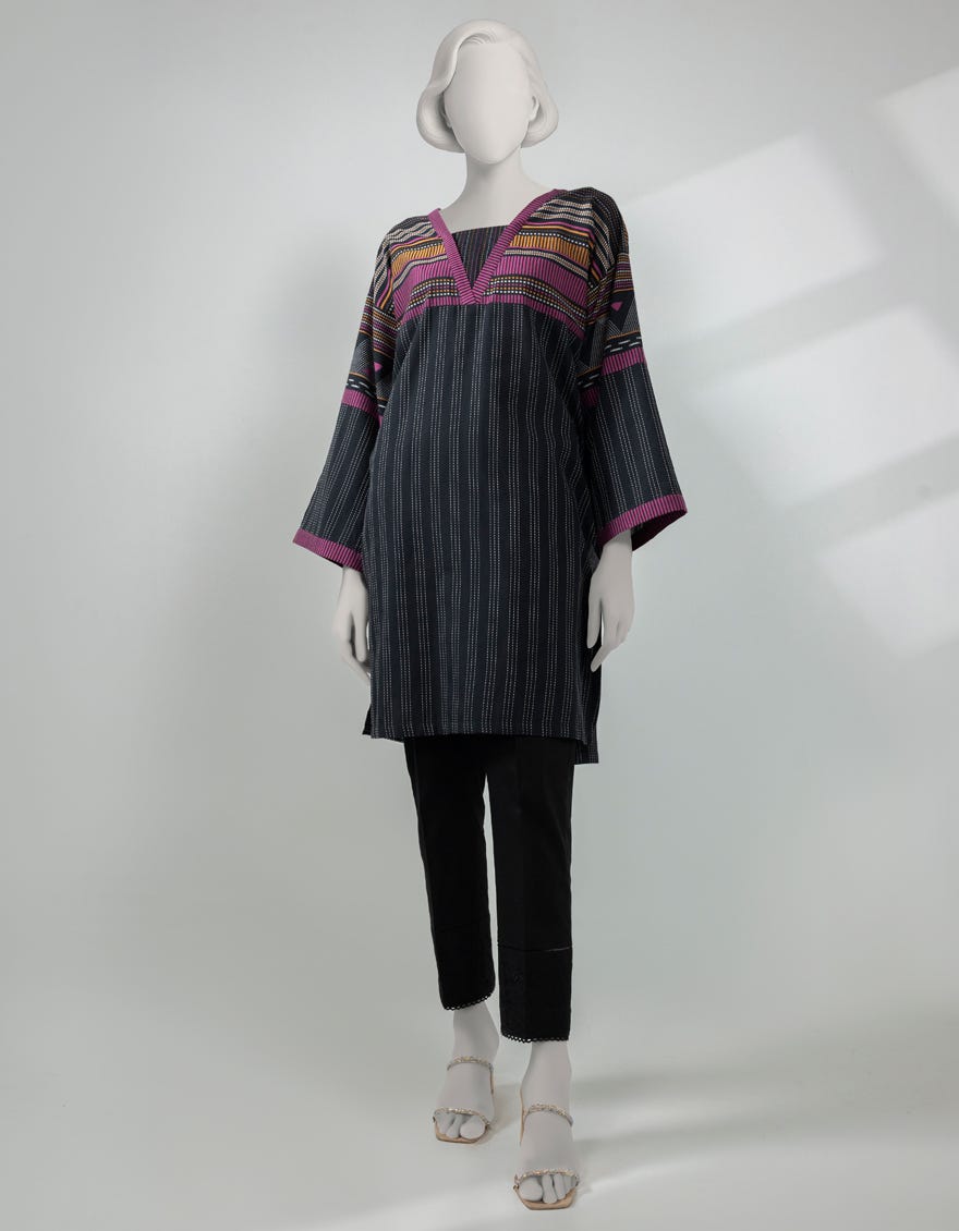 BLACK JACQUARD KURTI