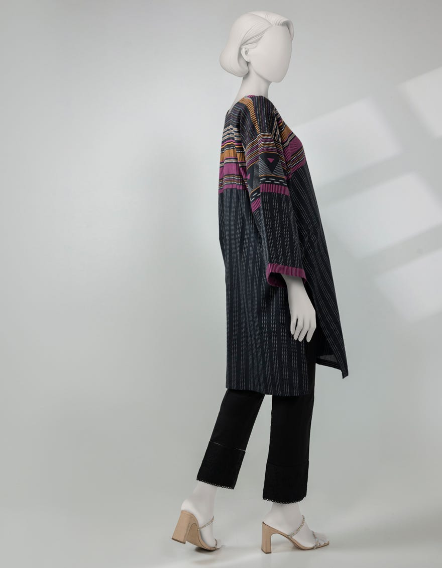 BLACK JACQUARD KURTI