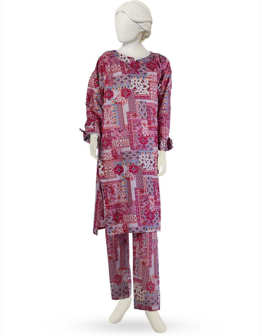 PINK LAWN PRINTED KURTI