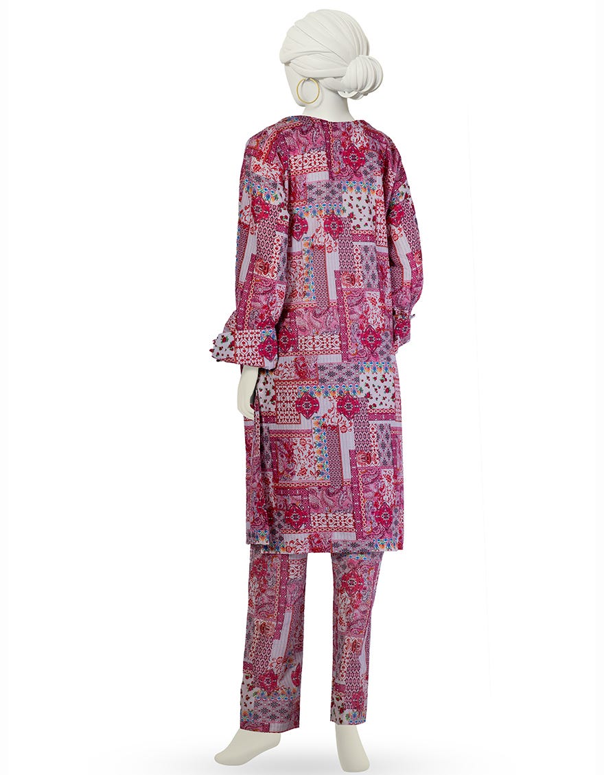 PINK LAWN PRINTED KURTI