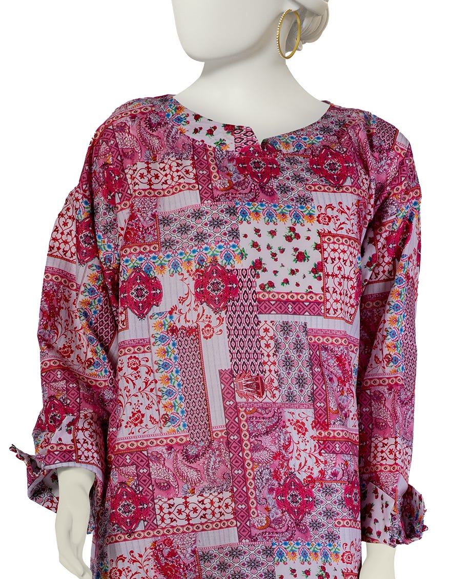 PINK LAWN PRINTED KURTI