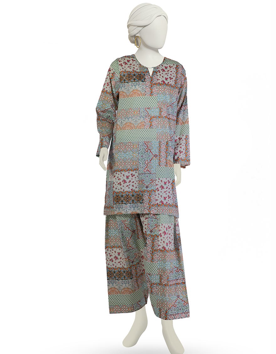 MULTICOLOR LAWN PRINTED KURTI