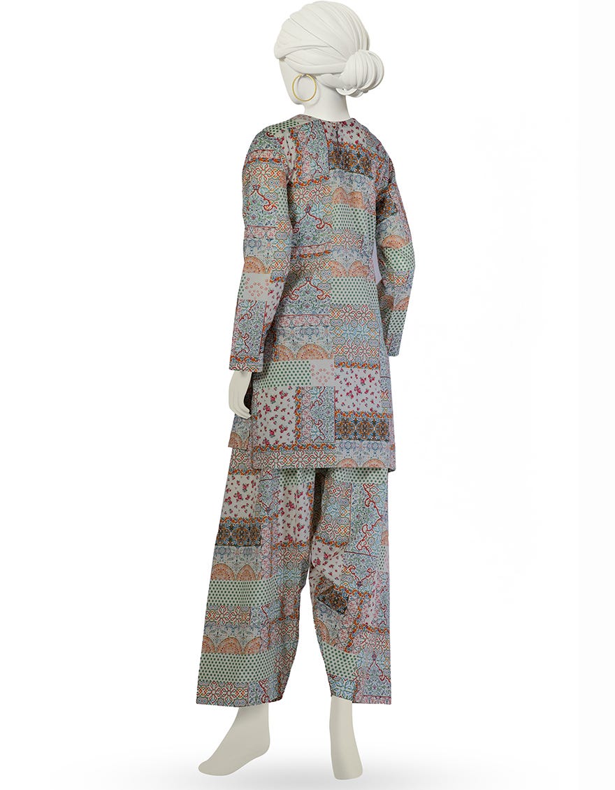 MULTICOLOR LAWN PRINTED KURTI