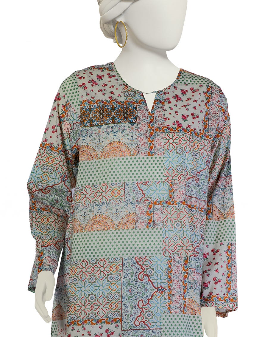 MULTICOLOR LAWN PRINTED KURTI