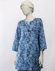 BLUE LAWN PRINTED KURTI