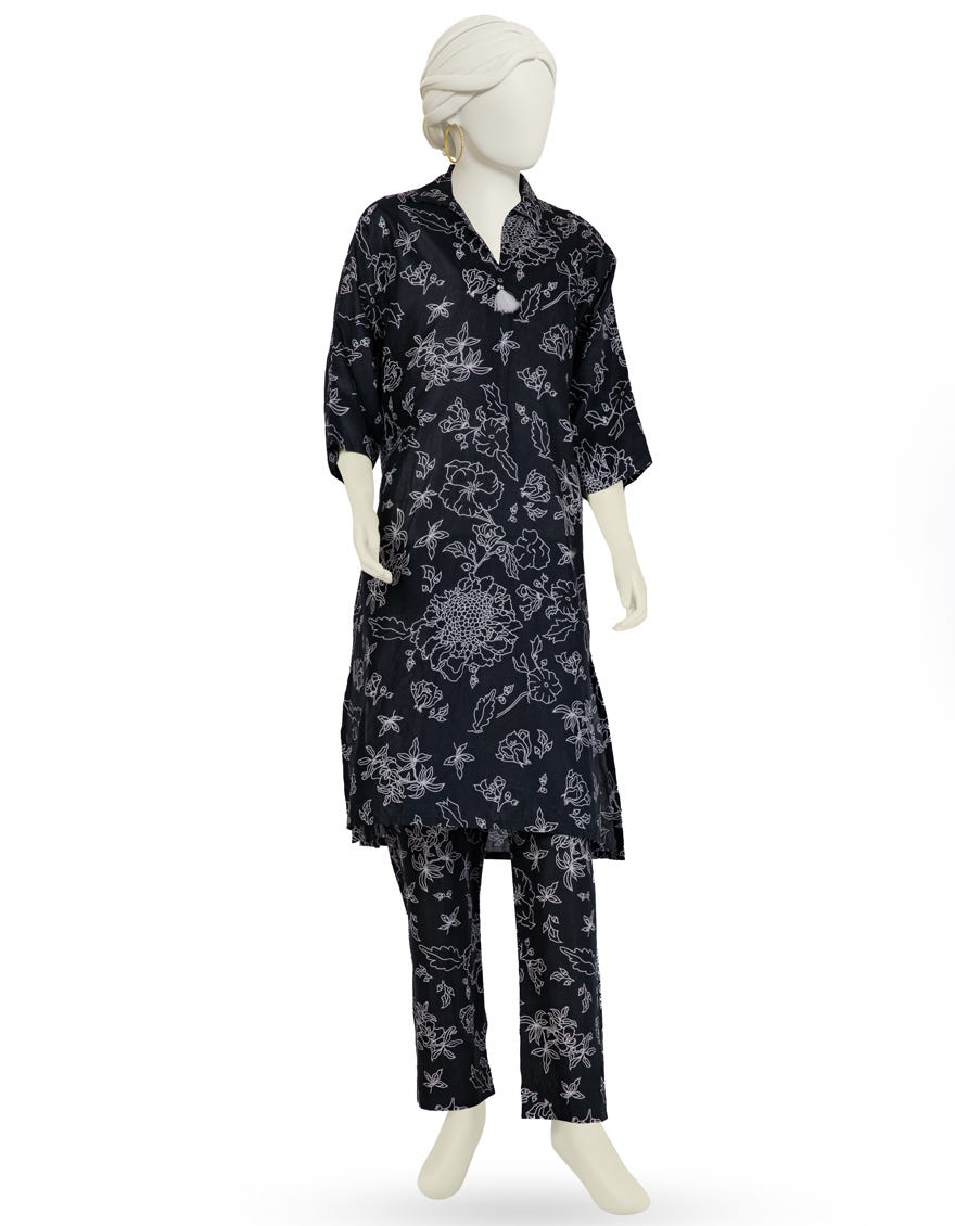 BLACK LAWN PRINTED KURTI